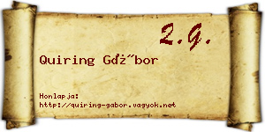 Quiring Gábor névjegykártya